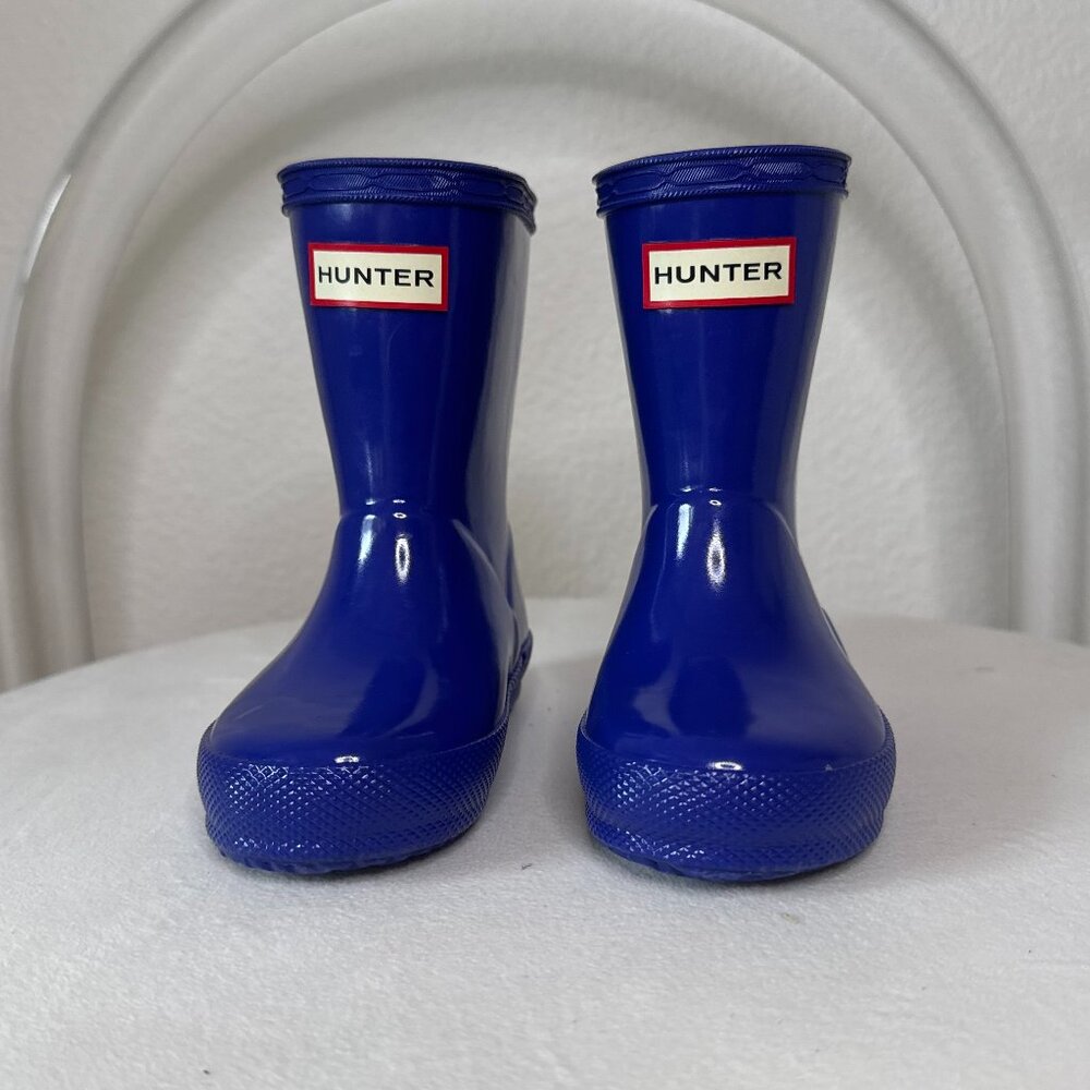 Hunter Kids First Classic Rain Boots 5C Glossy Blue NWOT
